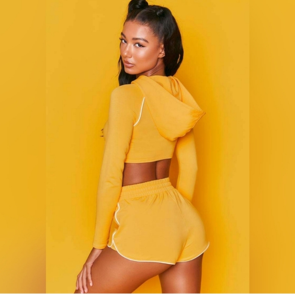 BO+TEE Yellow Cropped Hoodie - Picture 3 of 9